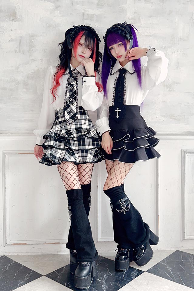 MA*RS】ZIPフリルスカパン - BLK/ホワイト size-F | 地雷系