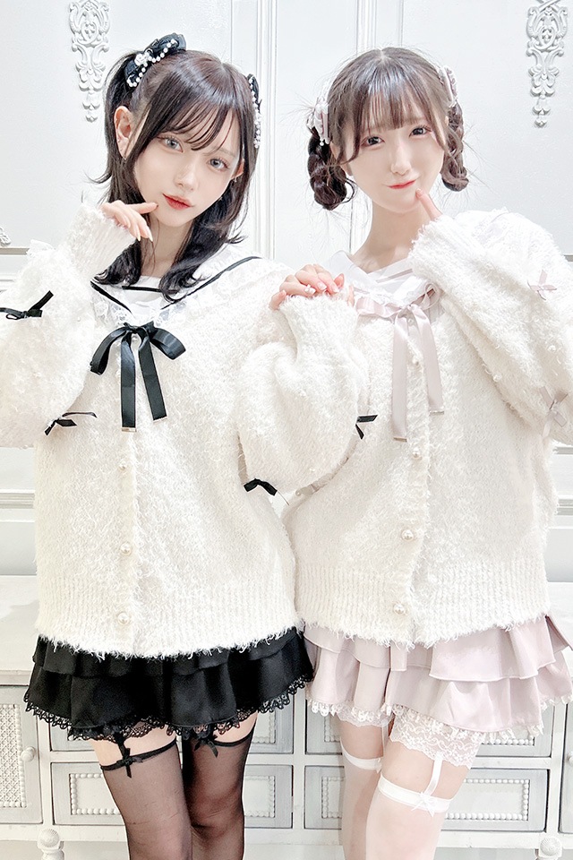 MA*RS】ちびリボンニットカーディガン - WHT/ピンク size-F | 地雷系