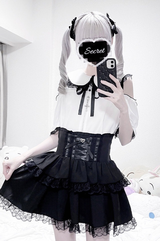 ブラウス MA*RS】肩開きフリルスライダーブラウス - ブラック size-F