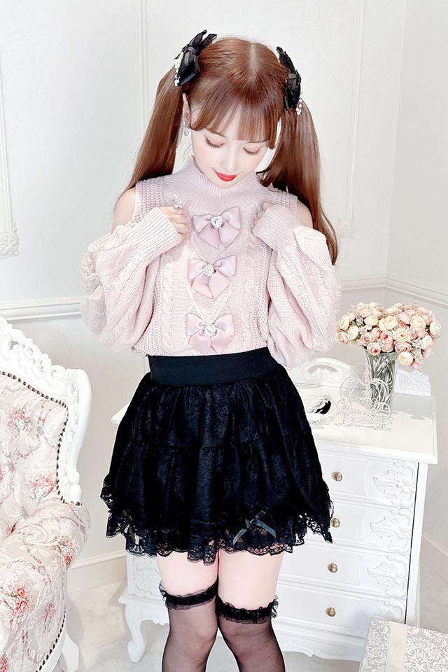 プリメロ ニット ピンク黒レース フリルPrincess Melody MARS