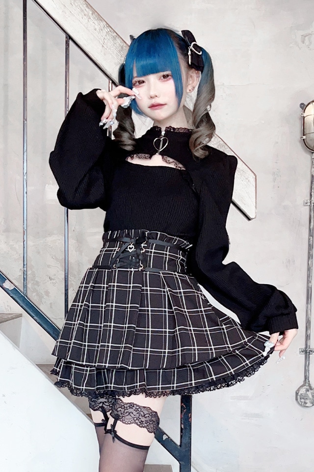 MA*RS】フロントスピンドルスカパン - BLK/ホワイト size-F | 地雷系