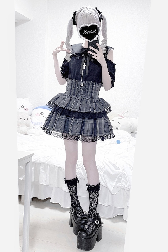 MA*RS】肩開きZIPスライダーブラウス - ブラック size-F | 地雷