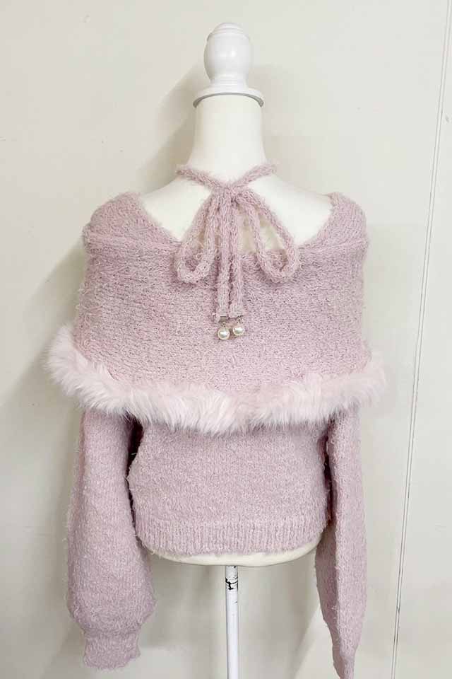 ★MA＊RS★Bigバックリボン★ピンクニットミニワンピース★オフショル★新品★ ☆MA＊RS☆Bigバックリボン☆ピンクニットミニワンピース