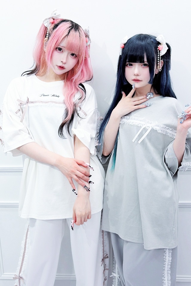 Princess Melody】りぼん×レーステープラインビッグTシャツ - ホワイト