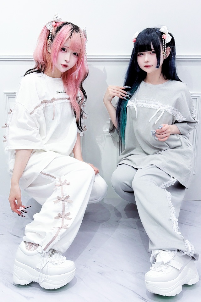Princess Melody】りぼん×レーステープラインビッグTシャツ - ホワイト