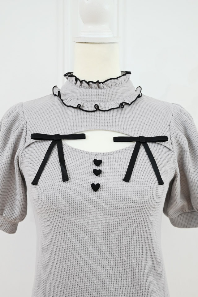 グレーマール様♡ありがとうございます♡ MA*RS】ハートボタンワッフルトップス - グレー size-F | 地雷系
