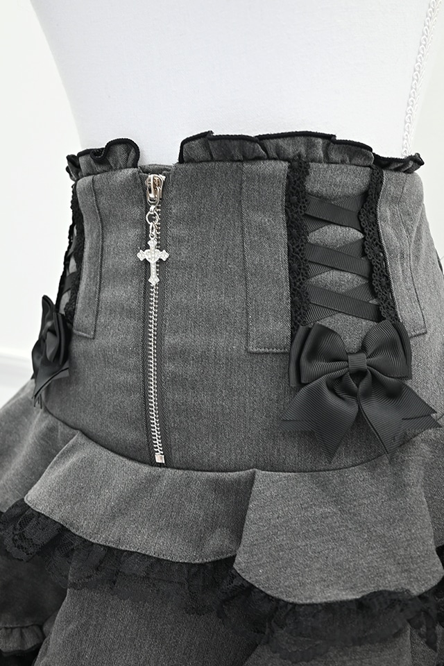 MA*RS】クロスZIPレースアップスカパン - グレー size-F | 地雷系