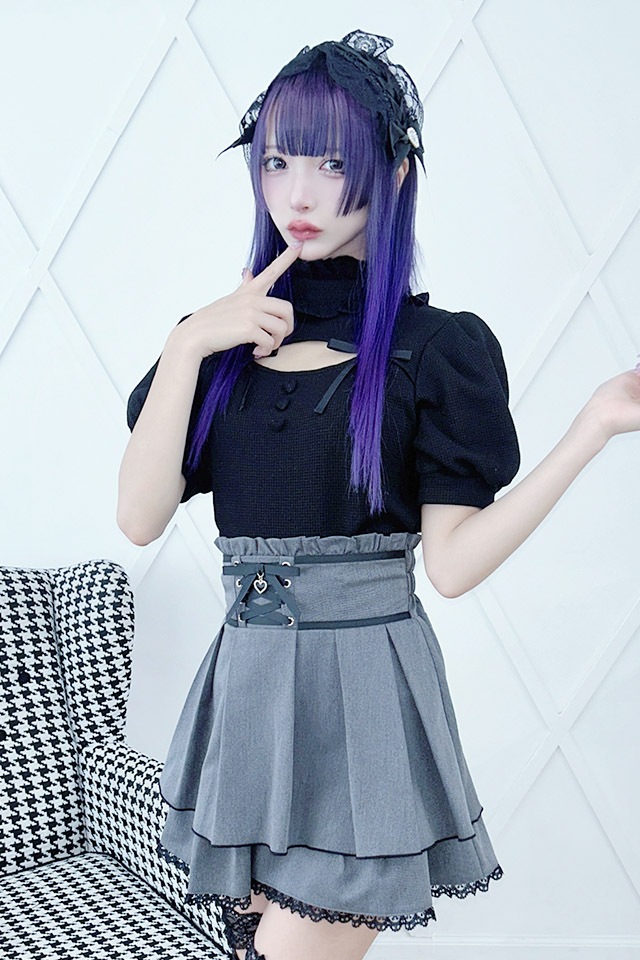 MA*RS】ハートボタンワッフルトップス - ブラック size-F | 地雷