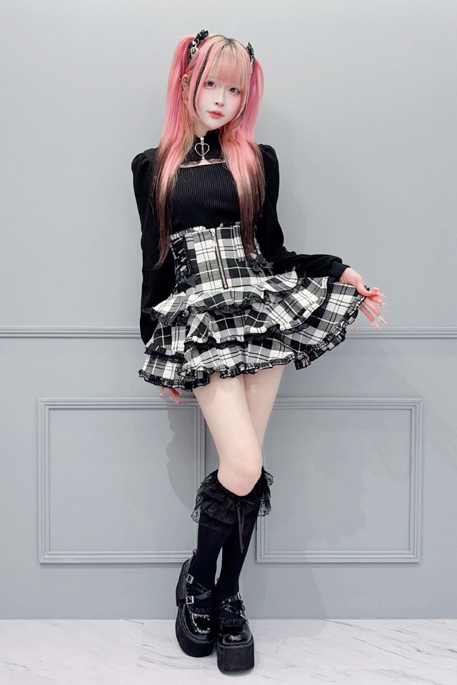 MA*RS】クロスZIPレースアップスカパン - BLK/ホワイト size-F | 地雷