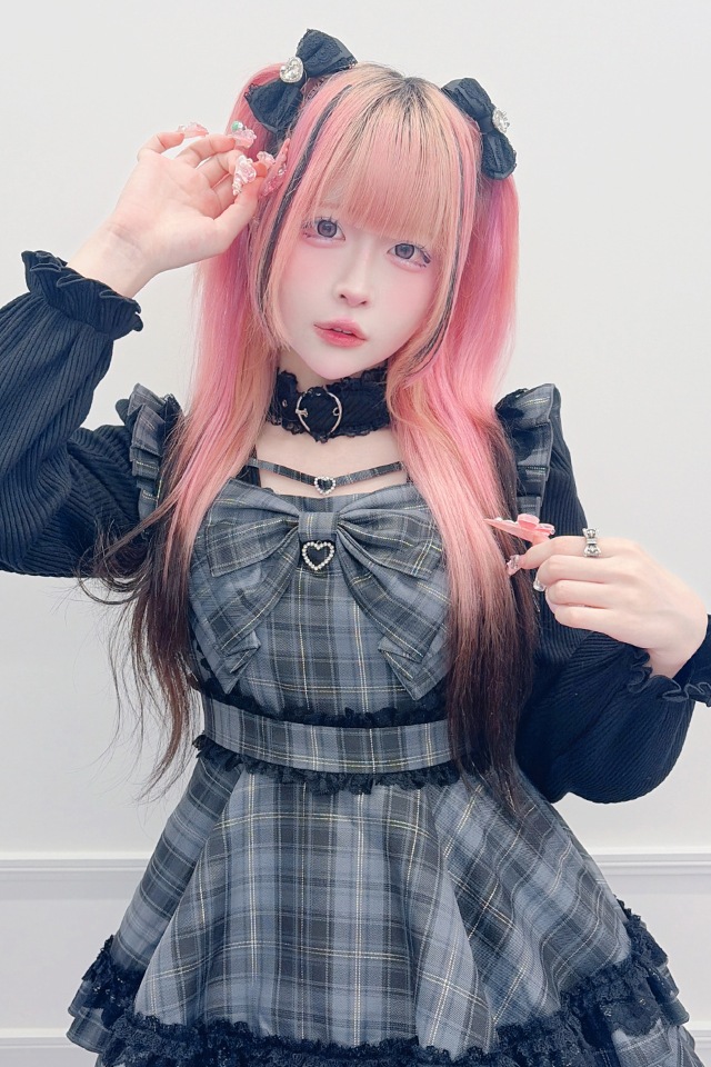 Princess Melody】ハートチャームテープ×りぼんワンピース - ブラック