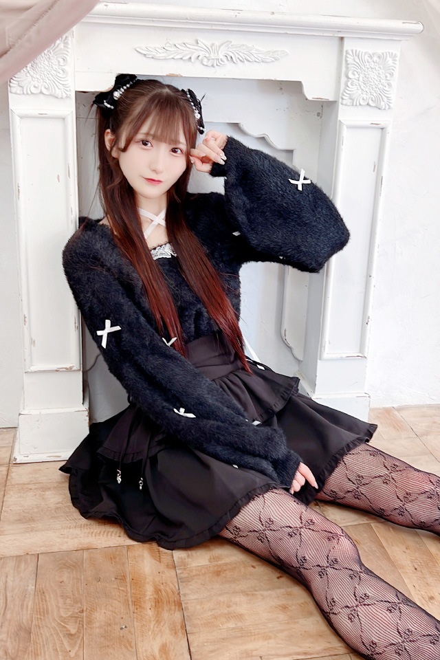 MARS ビッグリボントップス MA*RS】チビリボンケープ風ニット - BLK/ホワイト size-F | 地雷