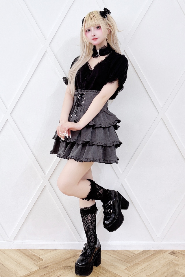 MA*RS】クロスチョーカー付きブラウス - BLK/BLK size-F | 地雷系