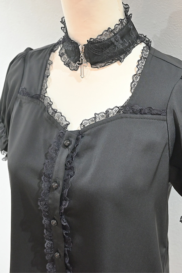 MA*RS】クロスチョーカー付きブラウス - BLK/BLK size-F | 地雷系