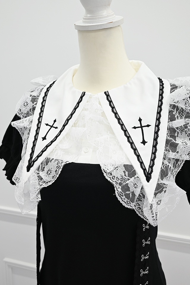 MA*RS】クロス刺繍テレコトップス - ホワイト size-F | 地雷系・量産型