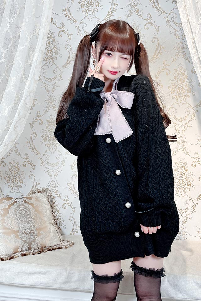 MA*RS】透かし編みニットカーディガン - ブラック size-F | 地雷系 