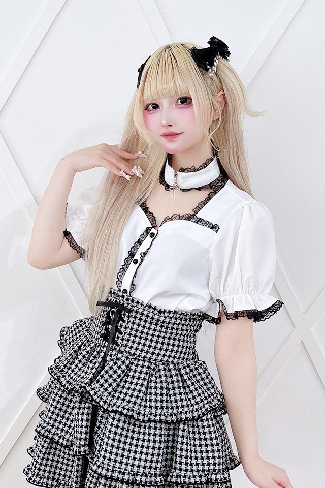 MA*RS】クロスチョーカー付きブラウス - WHT/WHT size-F | 地雷系