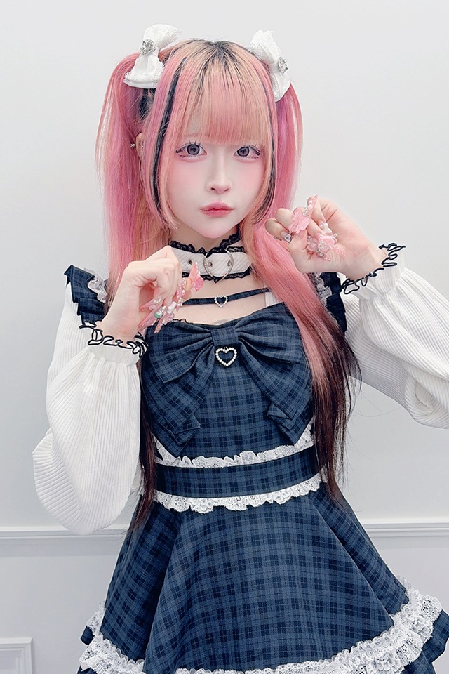Princess Melody】ハートチャームテープ×りぼんワンピース - ネービー