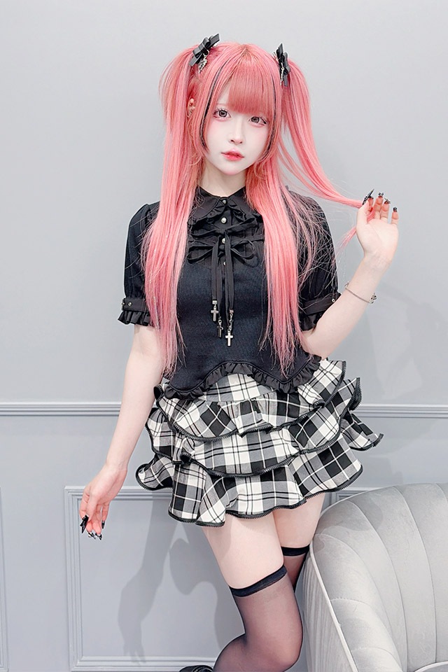 に*こ様 00s 希少 LIZLISA パワネ総レース スカパン型フリルミニワン MA*RS】ZIPフリルミニスカパン - BLK/ホワイト size-F | 地雷系・量産