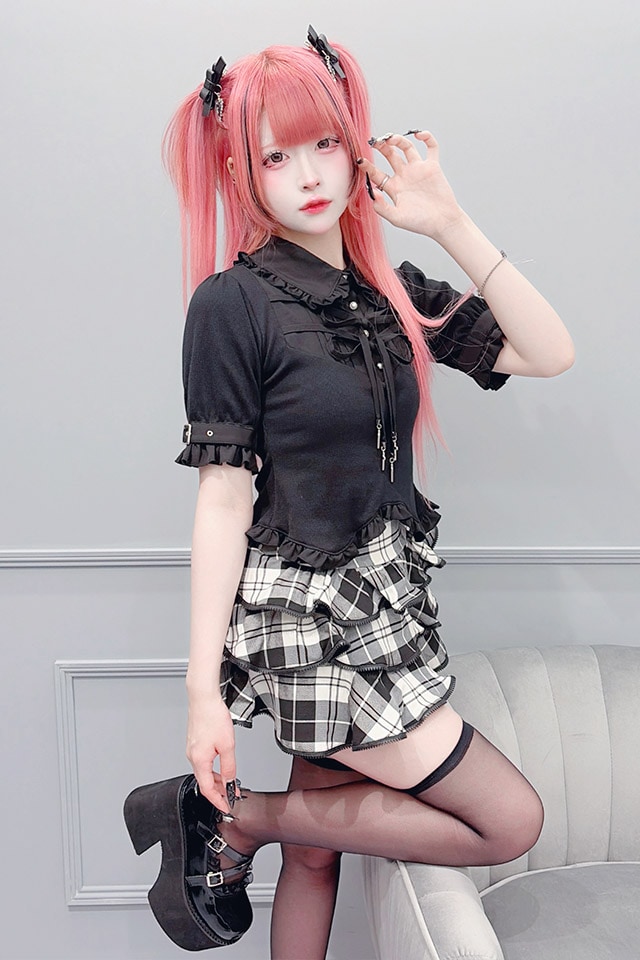 MA*RS】ZIPフリルミニスカパン - BLK/ホワイト size-F | 地雷系・量産