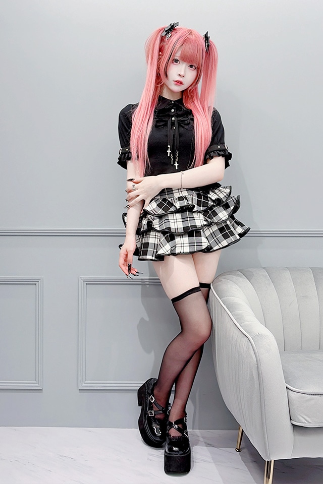 MA*RS】ZIPフリルミニスカパン - BLK/ホワイト size-F | 地雷系・量産