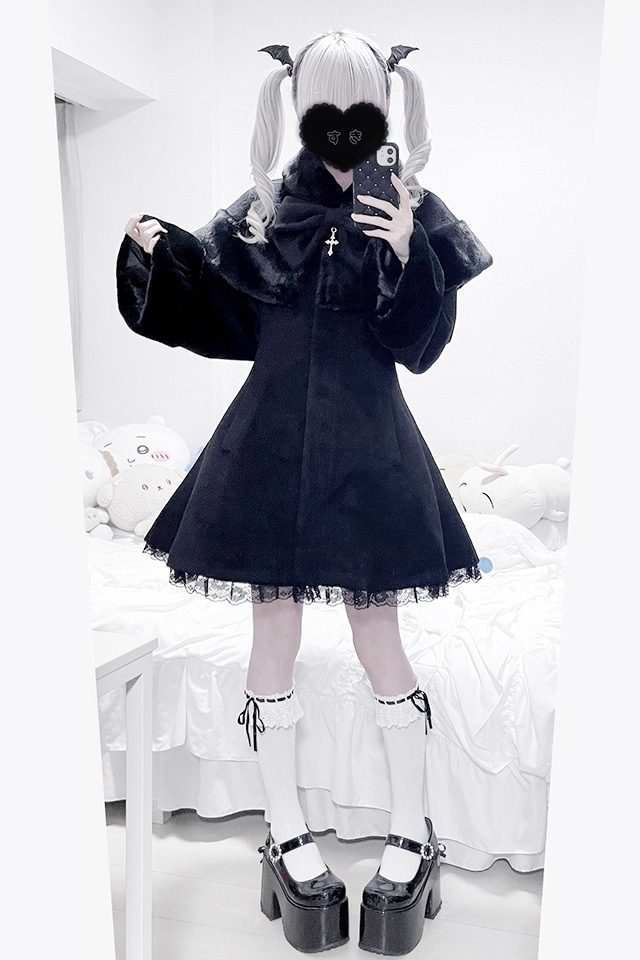 完売 Myu 袖リボンコート　ブラック MA*RS】【TETOYちゃんコラボ】クロスリボンケープ付きコート