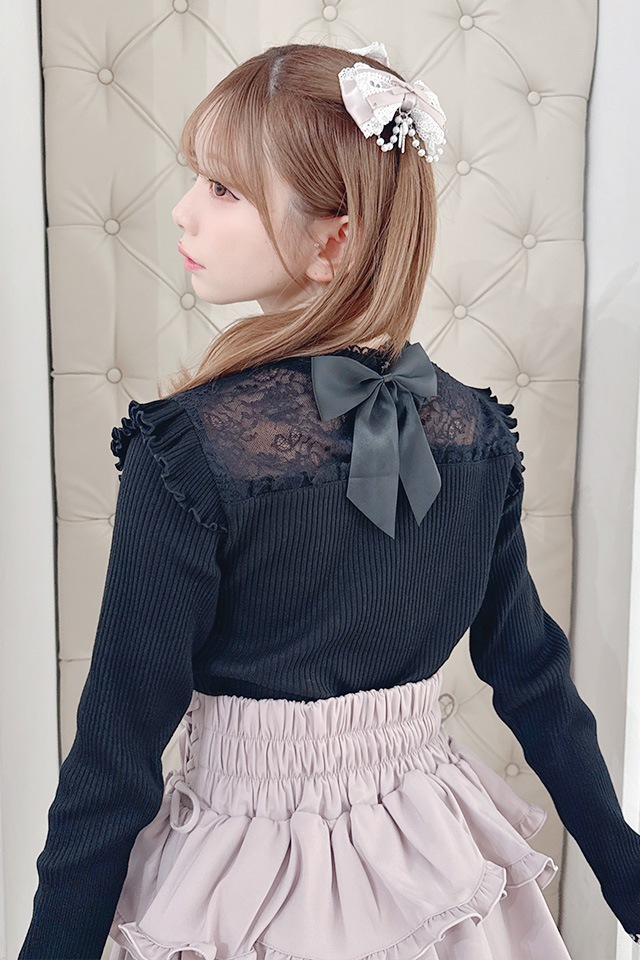 MA*RS】ハートレース×レースアップテレコトップス - ブラック size-F