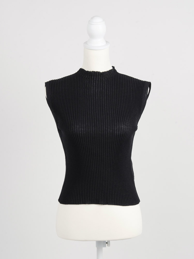 リブノースリーブニット/black | TOPS | Lily by Risa