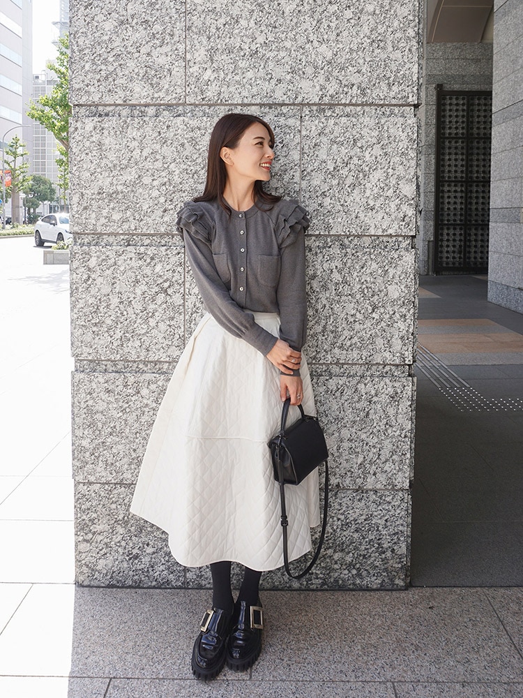 ボリュームキルティングスカート/white | SKIRT | Lily by Risa