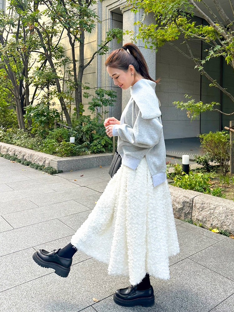 フラワーチュールボリュームスカート/white | SKIRT | Lily by Risa