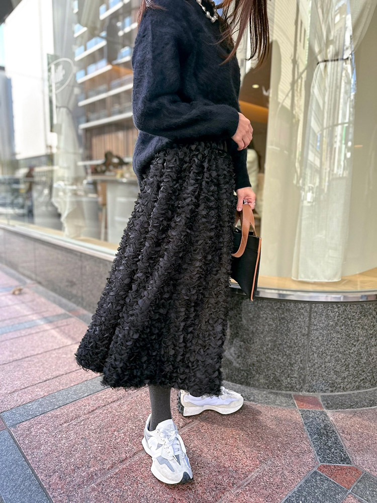 新品　SOV ソブ　レース　フラワー　花　ロングスカート　チュール　ブラック　M Sov. スカート 花柄チュールスカート : ZOZOTOWN Yahoo!店