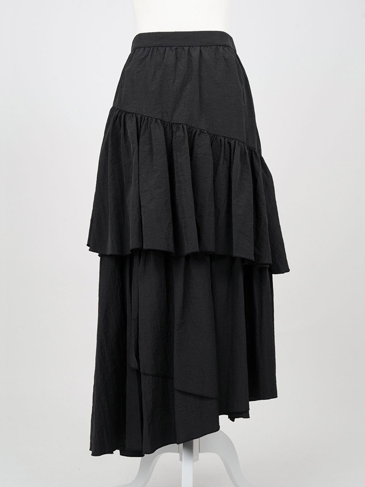 AD2017 archive ポリ縮絨フレアスカート 黒 ボリューム AD2017 archive ポリ縮絨フレアスカート 黒 ボリューム
