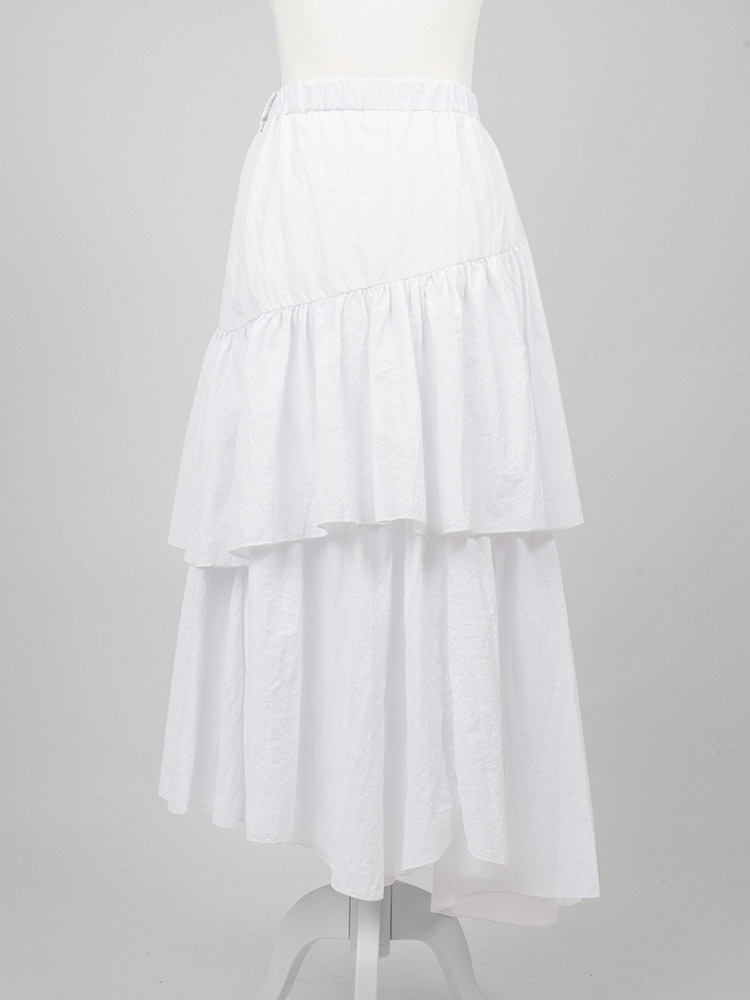 新品 Riu リウ オーガンジー ティアード スカート オフホワイト 白 フリル ティアードボリュームスカート/white | SKIRT | Lily by Risa