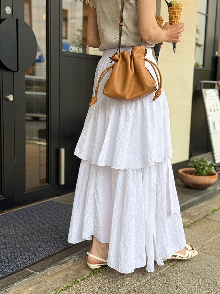 やまの様リクエスト レポリス ＊バックリボン ティアード ボリューム フリル ロ ティアードボリュームスカート/white | SKIRT | Lily by Risa