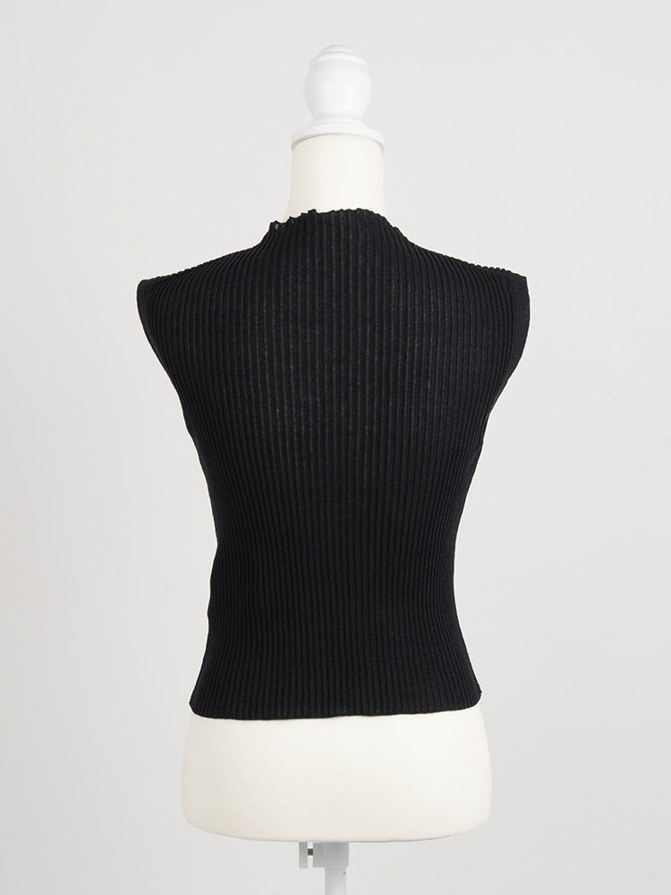 リブ編み ノースリーブ トップス 黒 リブノースリーブニット/black | TOPS | Lily by Risa