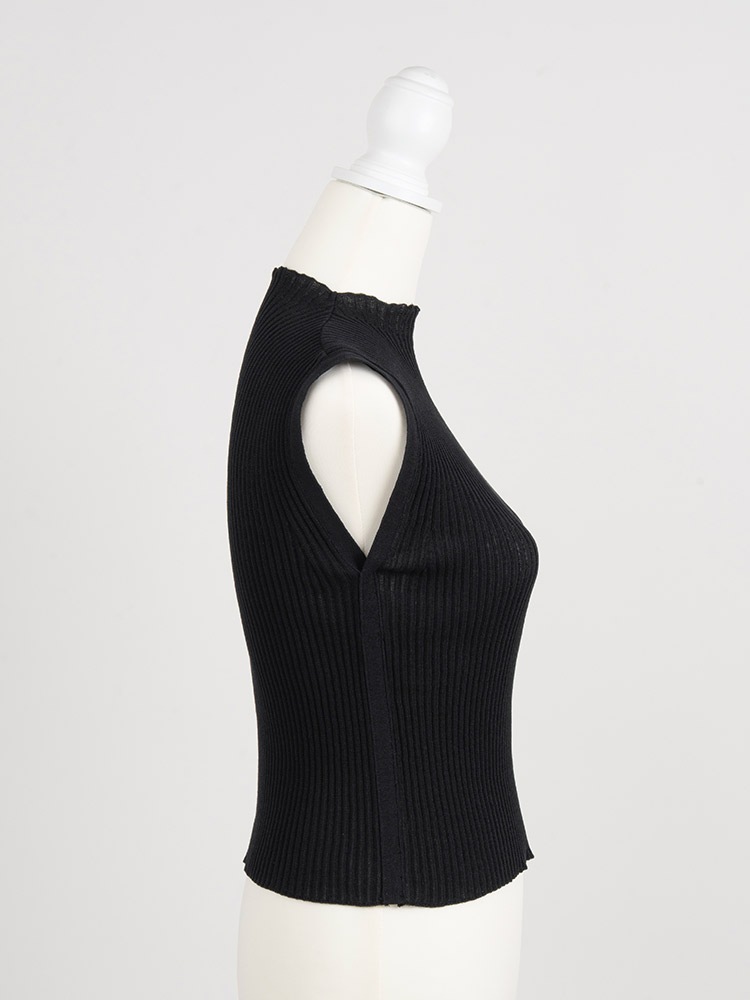 リブノースリーブニット/black | TOPS | Lily by Risa
