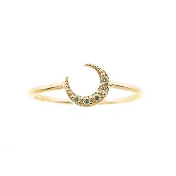 Crescent Moon Ring K10YG