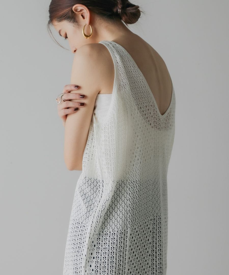 CIEL'AIR/シエルエアー |BLOCK SHEER KNIT DRESS(ﾌﾞﾛｯｸｼｱｰﾆｯﾄ