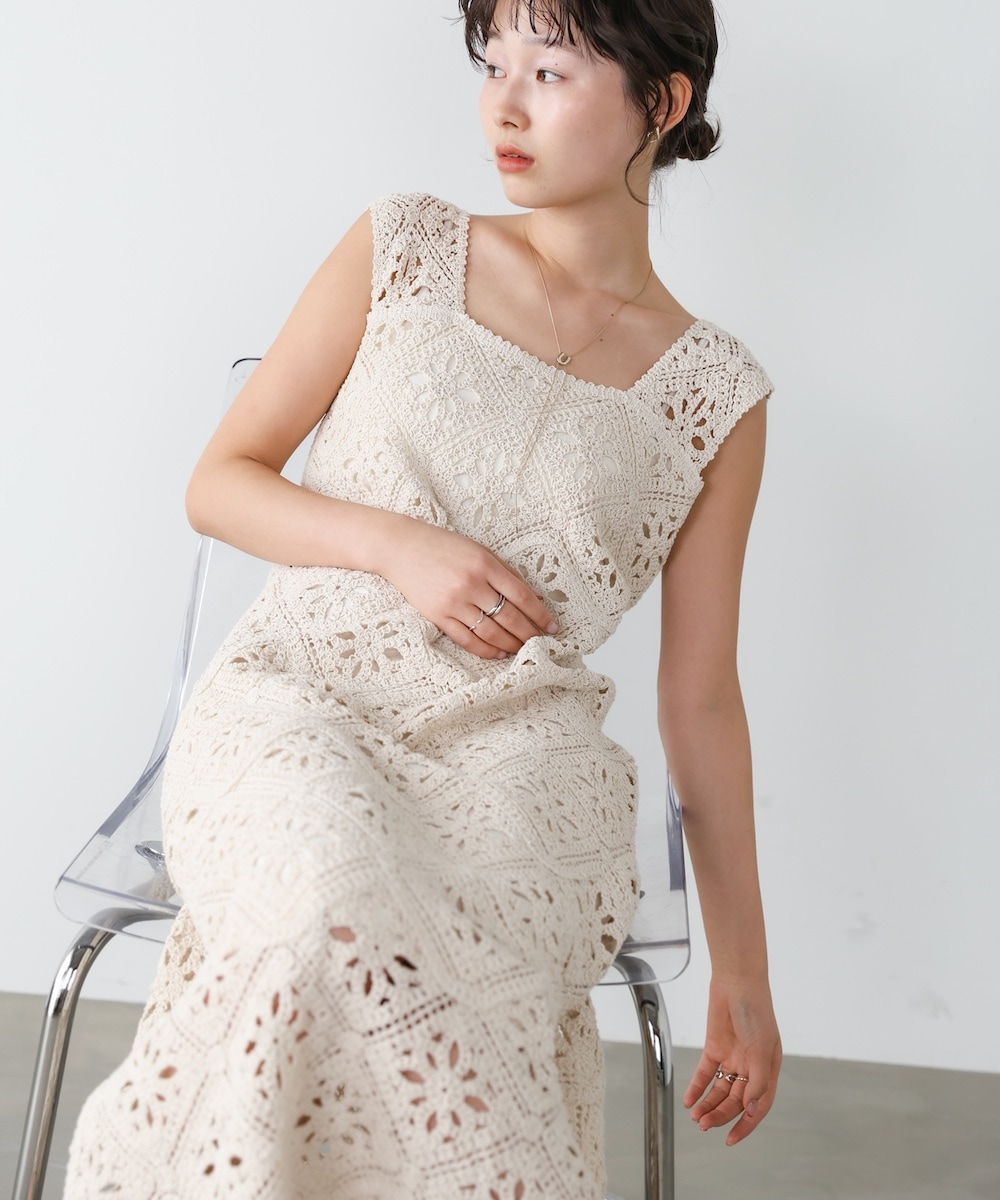 Bab/バブ|【選べるサイズ展開】ロムバスクロシェロングワンピース