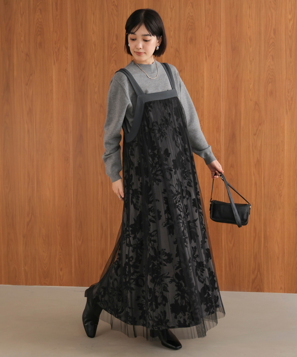 ２００８年 花柄フロッキージャンパースカート Moi-même-Moitié - ✞花柄フロッキーミニジャンパースカート Flocky ワンピース