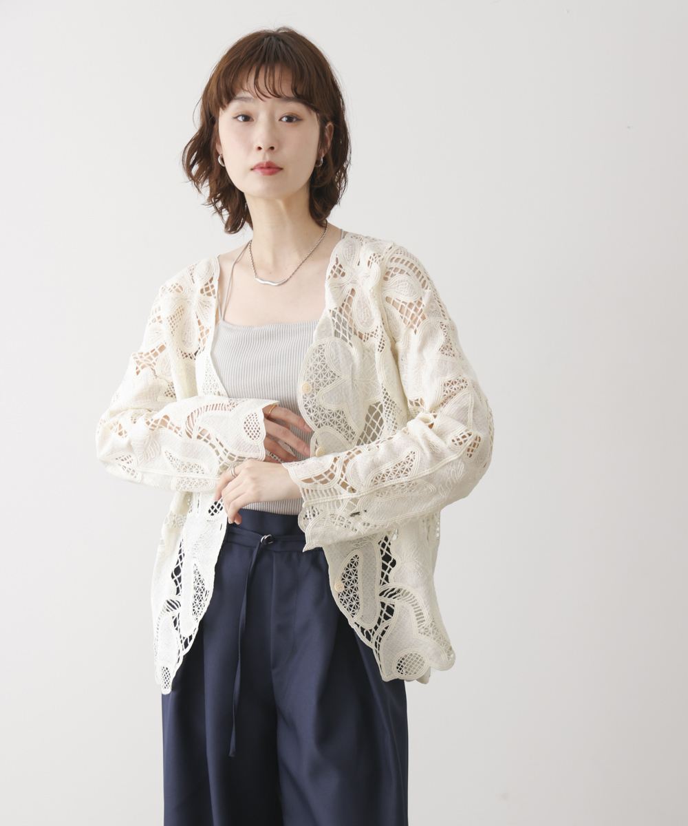 グレース✾カットワークカーディガン　トゥモローランド　イエナ　ブージュルード カシミヤレース フロントオープンカーディガン｜トゥモローランド 公式