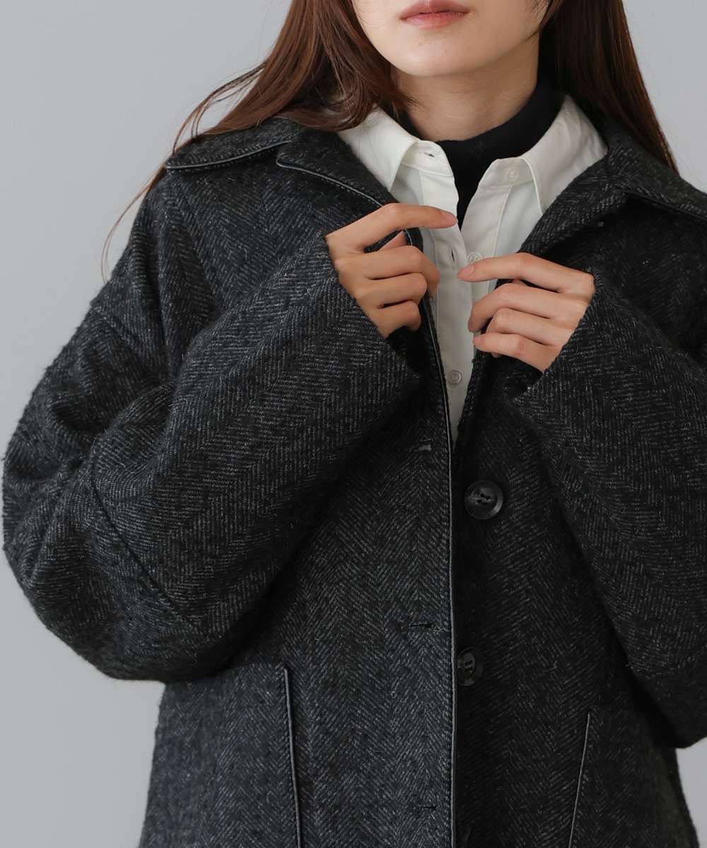 Bab/バブ|ヘリンボーンツイードカバーオールジャケット【7541022