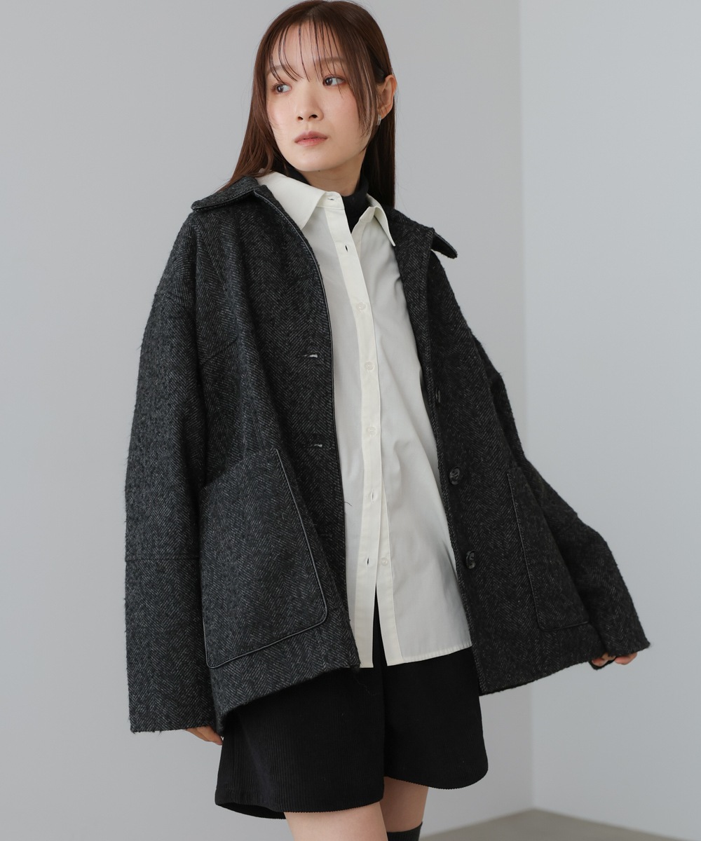 Bab/バブ|ヘリンボーンツイードカバーオールジャケット【7541022