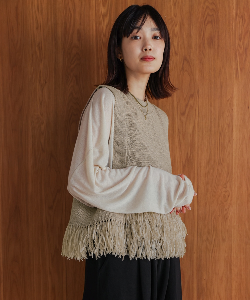 Bou Jeloud/ブージュルード|フェザーヤーンニットベスト【5535091