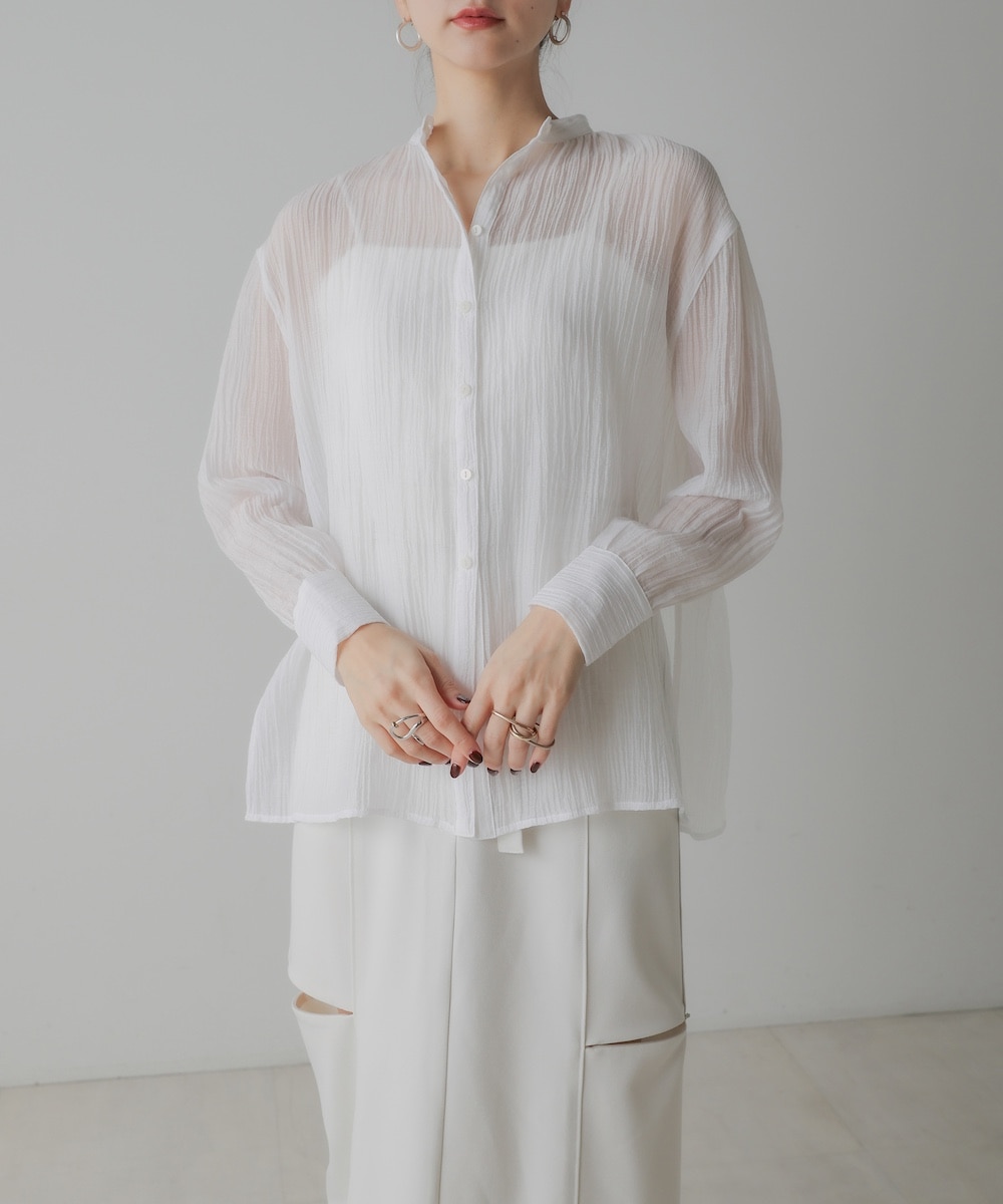 CIEL'AIR/シエルエアー |BACK CROSS SHEER SHIRT(ﾊﾞｯｸｸﾛｽｼｱｰｼｬﾂ