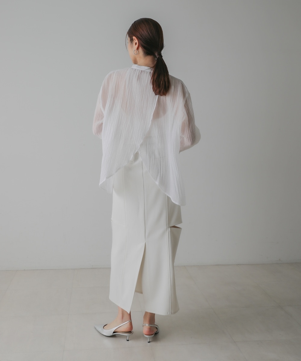 るページ CIEL'AIR/シエルエアー |BACK CROSS SHEER SHIRT(ﾊﾞｯｸｸﾛｽｼｱｰｼｬﾂ