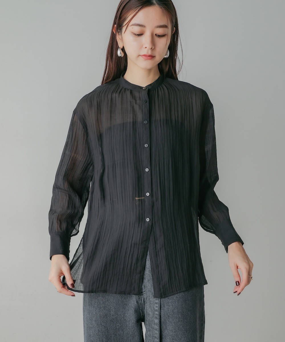 CIEL'AIR/シエルエアー |BACK CROSS SHEER SHIRT(ﾊﾞｯｸｸﾛｽｼｱｰｼｬﾂ