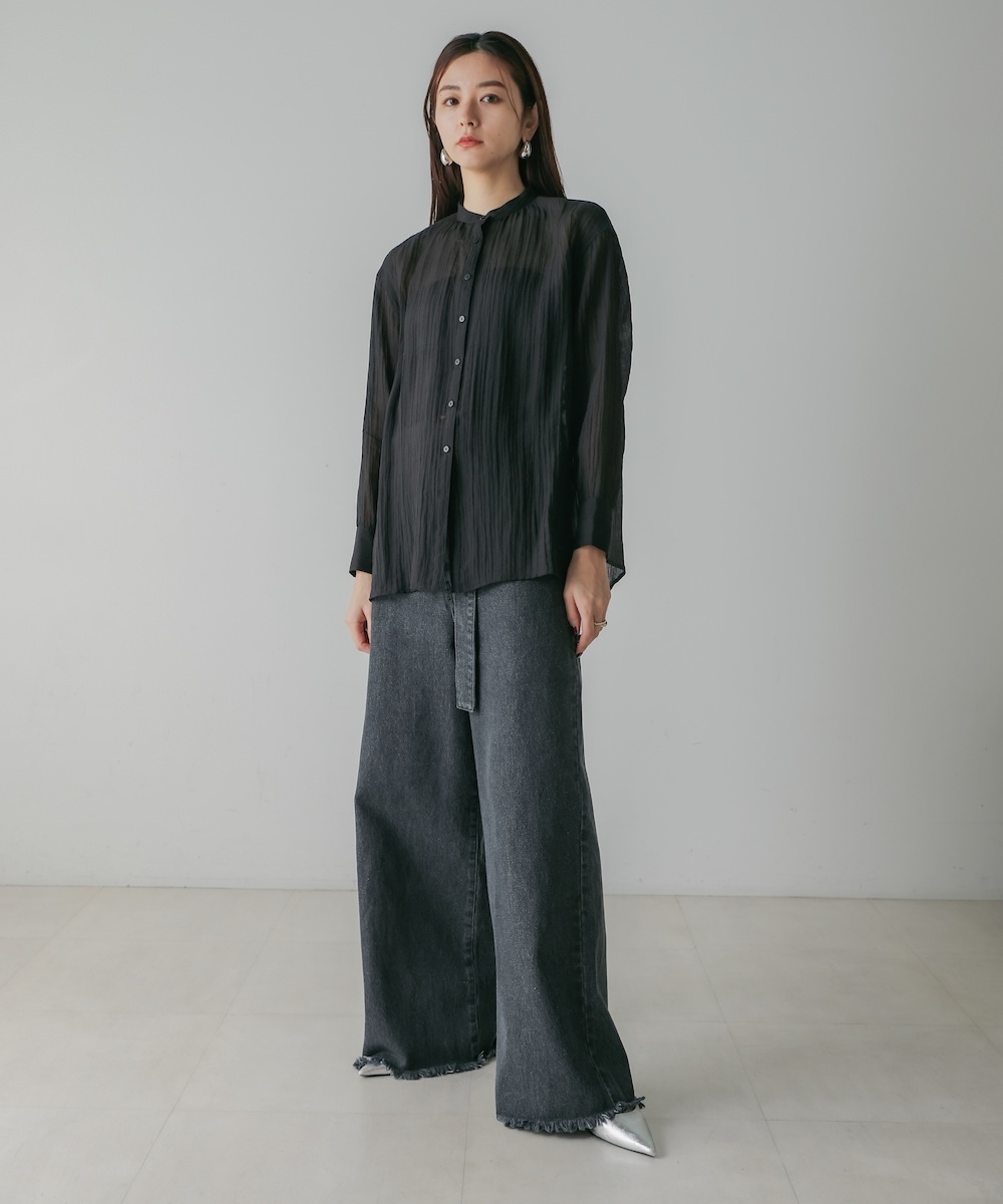 CIEL'AIR/シエルエアー |BACK CROSS SHEER SHIRT(ﾊﾞｯｸｸﾛｽｼｱｰｼｬﾂ