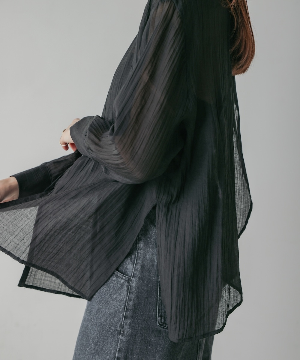 CIEL'AIR/シエルエアー |BACK CROSS SHEER SHIRT(ﾊﾞｯｸｸﾛｽｼｱｰｼｬﾂ