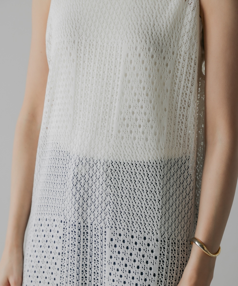 CIEL'AIR/シエルエアー |BLOCK SHEER KNIT DRESS(ﾌﾞﾛｯｸｼｱｰﾆｯﾄ