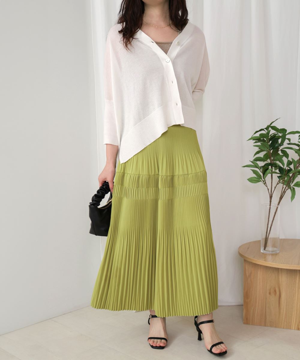 レーヨン　スリット　トップス　ブージュルード フロントスリットトップス／front slit top 長袖 クルーネック ミドル
